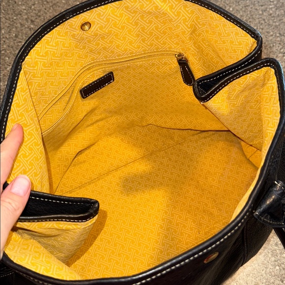 J McLaughlin black leather tote satchel purse - Picture 3 of 6